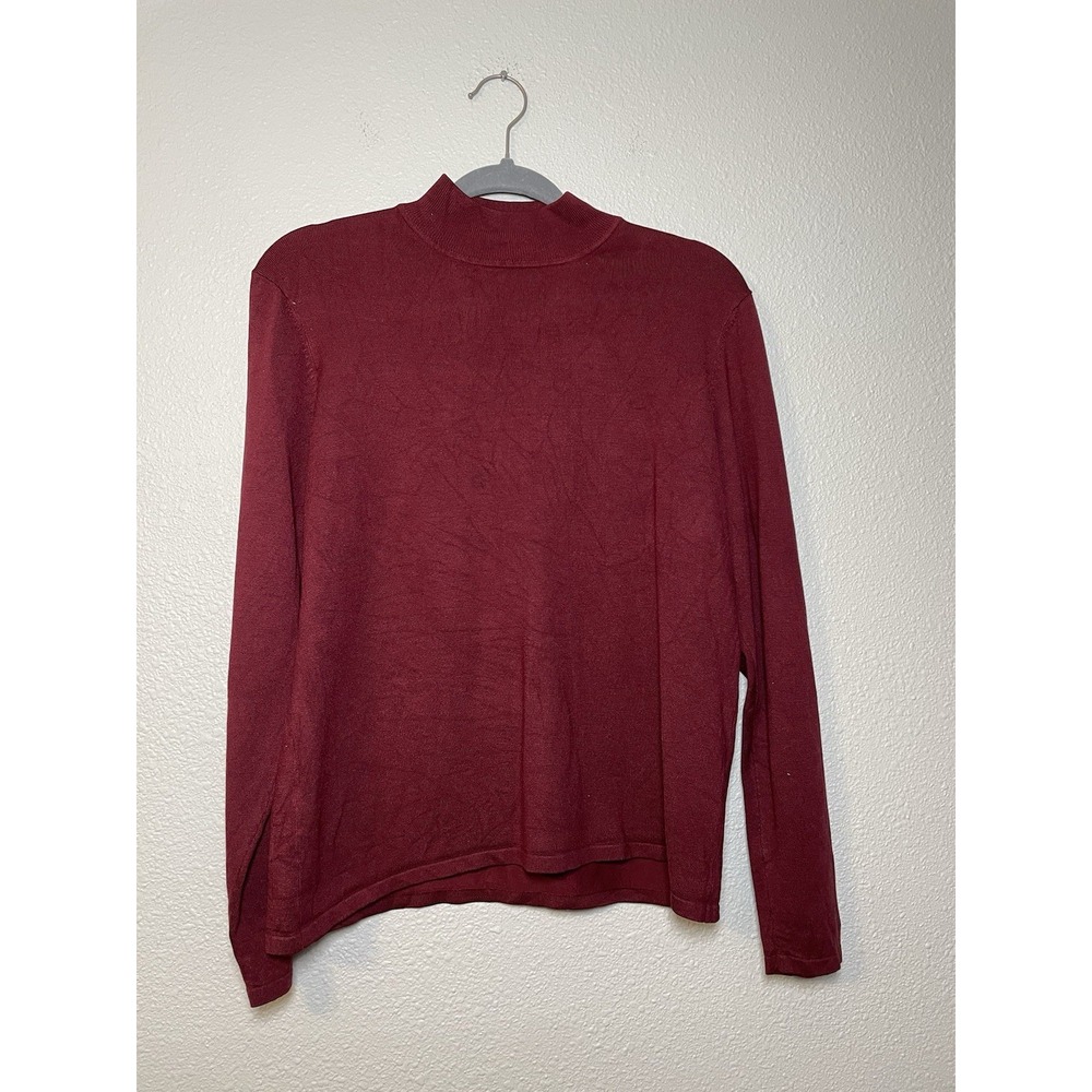 Pendleton Mock Neck Sweater Women's Large Maroon Silk Blend‎ Pullover
